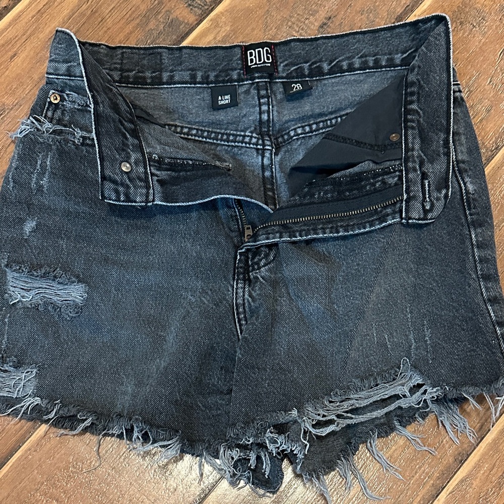 BDG Women's Dark Distressed Jean Shorts
